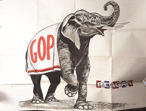 Oversize Reagan Campaign Poster – by Designer of the Republican Elephant Logo. image