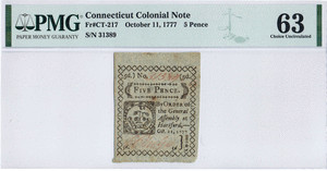 Connecticut Currency: Consecutive Pair of Five Pence. image