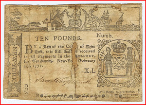 Ten Pounds New-York Currency. image